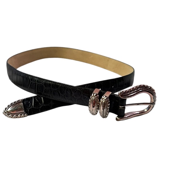 Vintage BRIGHTON Black Genuine Leather Belt For Women\'s Size 30 M